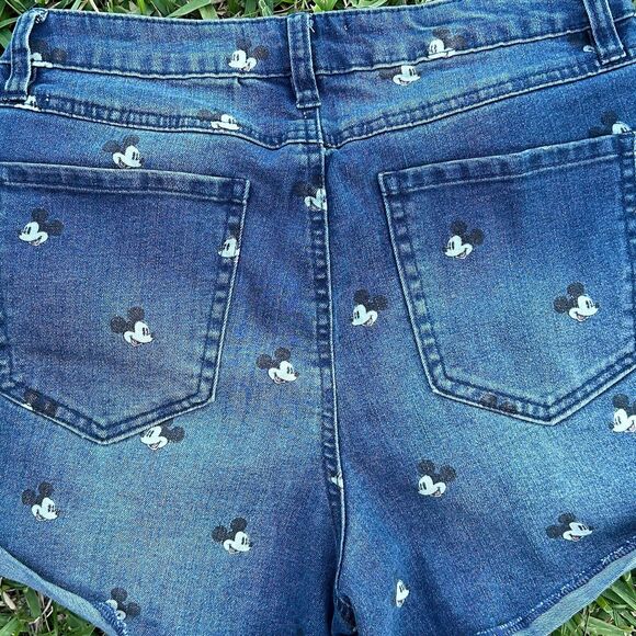 Disney Parks High Rise Button Fly Mickey Mouse Denim Jean Shorts Juniors Sz 9 - Picture 8 of 9